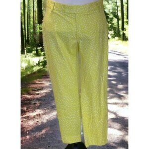 Gap Slim Cropped Womens Flat Front Pants Size 6P Yellow White Stretch Skinny Leg